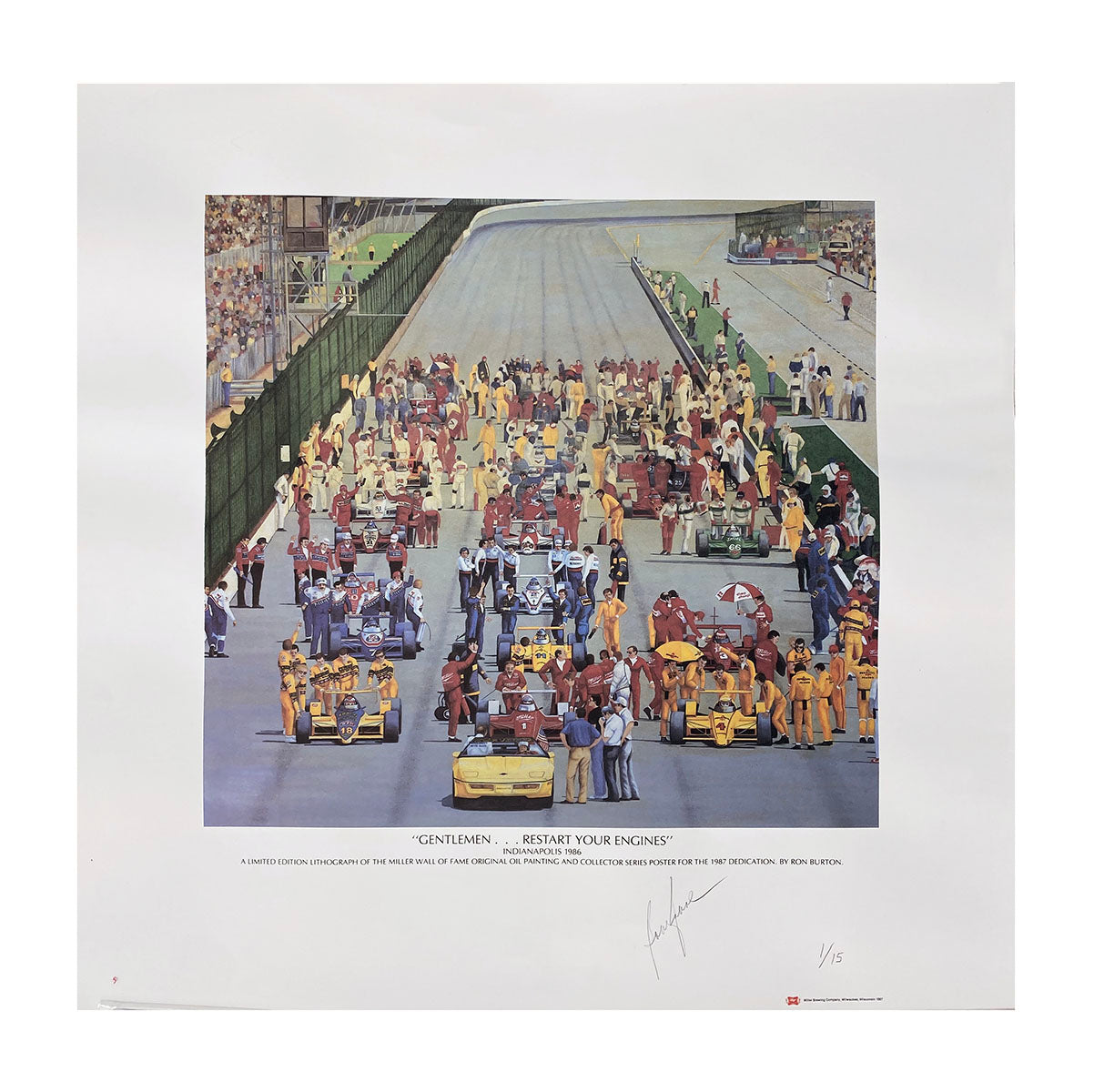 1986 Bobby Rahal & Randy Lanier Signed Indy 500 Ron Burton 1 of 15 Limited Edition Print