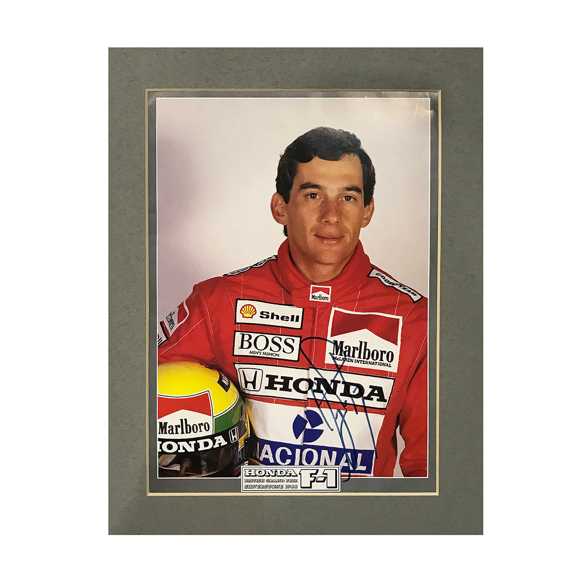 1988 Ayrton Senna Signed Marlboro McLaren Matted Magazine Page