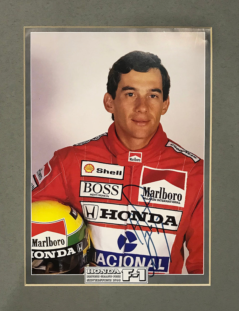 1988 Ayrton Senna Signed Marlboro McLaren Matted Magazine Page