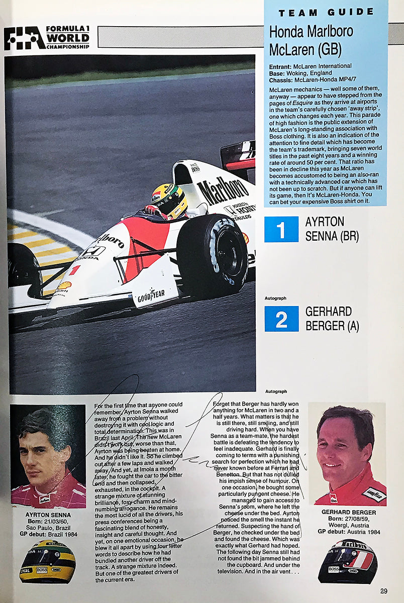 1992 Senna/Berger Signed Honda Marlboro McLaren British Grand Prix F1 Program