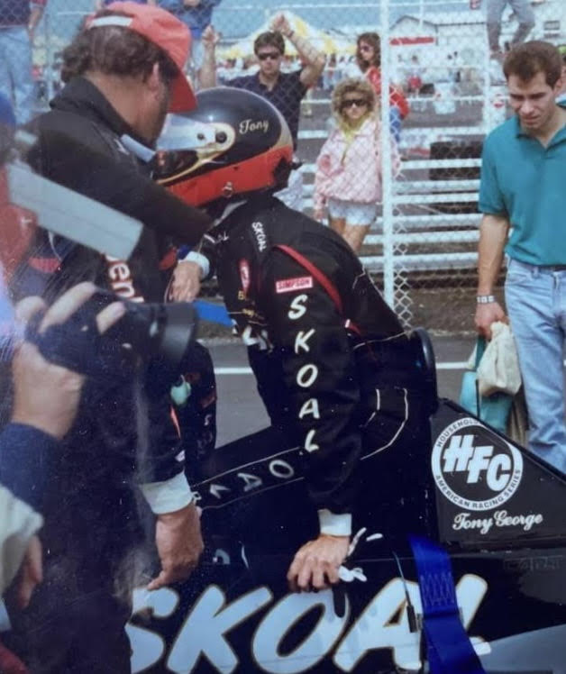 1989 Tony George Signed AJ Foyt Racing America Racing Series Helmet