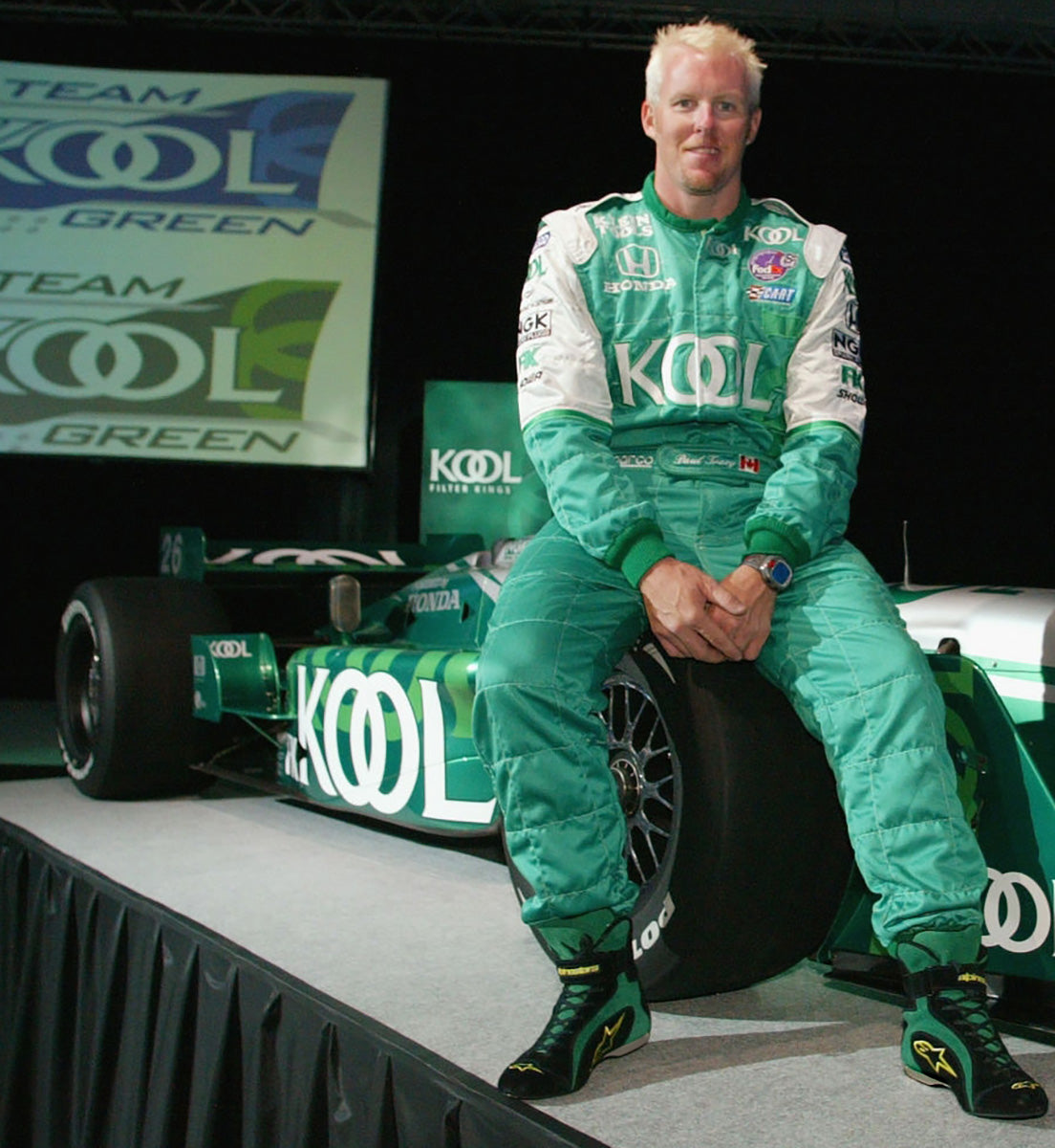 2002 Paul Tracy Original Team Kool Green Alpinestars IndyCar Boots