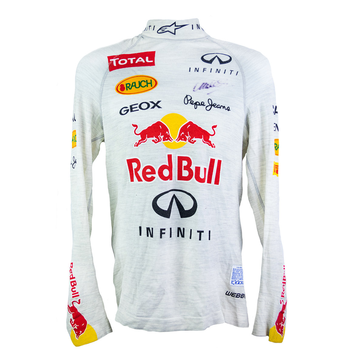 2012 Mark Webber Signed Race Used Red Bull Racing F1 Nomex Undershirt