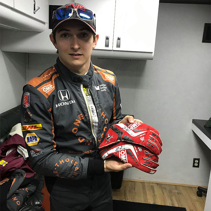 2018 Zach Veach Signed Race Used Andretti Autosport Gloves